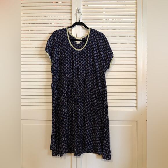 Vintage Zoe Blue Printed Belted Dress Large - Picture 4 of 7